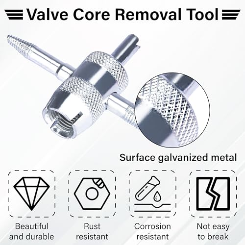 ecocstm 2 PCS 4-Way Tire Valve Stem Removal Tool, 4-in-1 Valve Core Removal Tool, Multifunctional Tire Valve Tool, Valve Stem Core Puller for Car Motorcycle Bicycle Tire Repair Replace