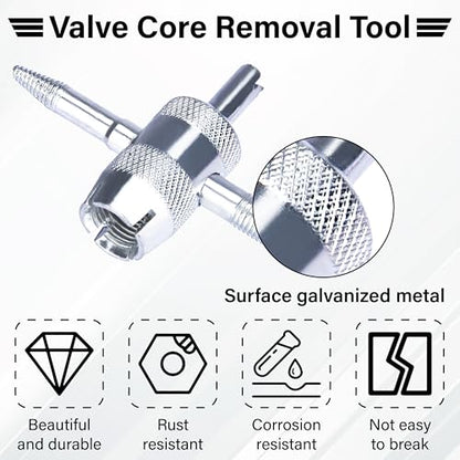 ecocstm 2 PCS 4-Way Tire Valve Stem Removal Tool, 4-in-1 Valve Core Removal Tool, Multifunctional Tire Valve Tool, Valve Stem Core Puller for Car Motorcycle Bicycle Tire Repair Replace