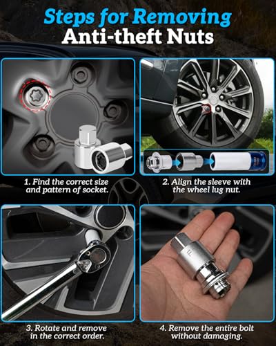 D Wheel Lock Key,Locking Lug Nut Key Compatible with Toyota | Security Lug Nut Socket for Lexus,Tacoma, Locking Lug Nut Removal Tool to Remove Anti-Theft Lug Nuts - color: Model D