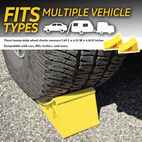 Wheel Chocks for Trailer 2 Pack,Non-Slip Heavy Duty Wheel Chocks for Parking Safety,Universal Triangular Tire Blocks Car Accessories for Most Trailers/RVs/Campers
