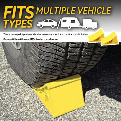 Wheel Chocks for Trailer 2 Pack,Non-Slip Heavy Duty Wheel Chocks for Parking Safety,Universal Triangular Tire Blocks Car Accessories for Most Trailers/RVs/Campers