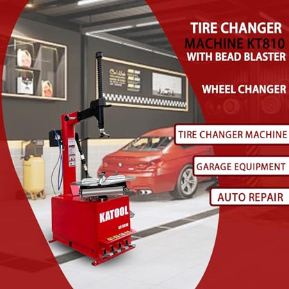 KATOOL 2.0HP Bead Blaster 24" Clamping Tire Changer Machine with 4 Aluminum Pedal KT810 Wheel Changer Tire Changer Machine Garage Equipment Auto Repair
