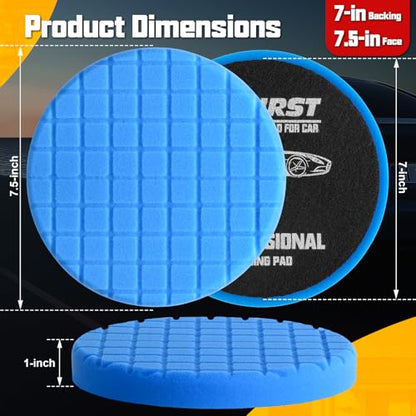 8 PCS 7.5 Inch Buffing Pads, Polishing Pad Kit for 7 Inch Backing Plate, Foam Sponge Pad and Wool Buffing Pad for Car Buffer Polisher, Cutting and Waxing - size: 7.5 - Inch