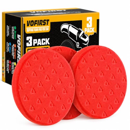 3 Pcs 6.5 Inch Red Foam Polishing Pad, Ultra Fine Finishing Pad | Hook and Loop Backing for Fast Installation and Secure Pad Attachment - color: Red, size: 6.5 - Inch