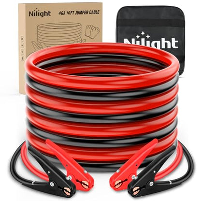 Nilight Jumper Cables for Car Battery 4 Gauge 20 FT Booster Cable Heavy Duty 600 A CCA with Carrying Bag Jump Start Emergency Kit Pickup Truck RV Vans SUV - size: 4 Guage 20 FT