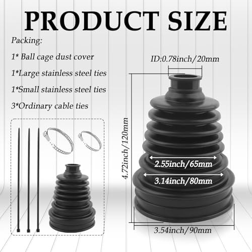 1PC CV Boot with 2 Stainless Steel Clamps & 3 Cable Ties,Waterproof & Dustproof CV Axle Boot Repair Kit for Protect Axle,Universal CV Joint Boot Fits for Most Cars (1PCS) - color: 1PCS