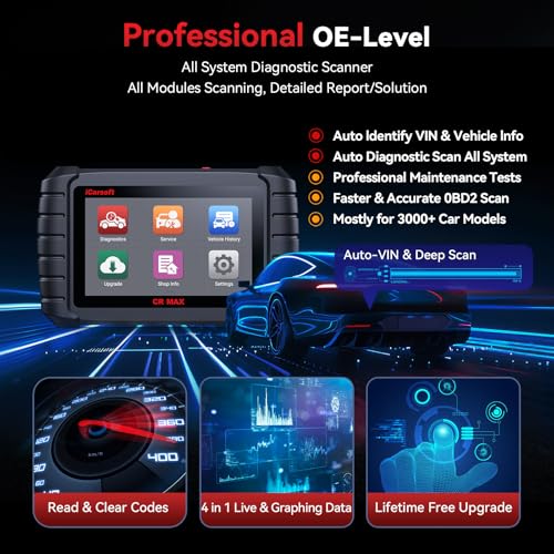 iCarsoft CR MAX 2025 Bidirectional Scan Tool All System 49+ Services and 47+ Special Functions Full Active Test OBD2 Scanner Diagnostic Tool Car Code Reader CAN FD with 38 Pin for Benz 20 Pin for BMW - size: CR MAX 2025 with 2 Pin Adapters