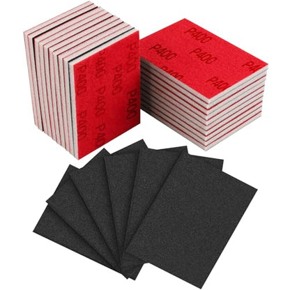 24Pcs Sanding Sponge 400 Grit Wet Dry Soft Foam Hand Sander Block | 3x4 Inch Soft Foam Conforms to Curves and Edges, Hook and Loop Backing, Ideal for Wood Metal Furniture - size: 24pcs 400 Grit, style: Aluminum