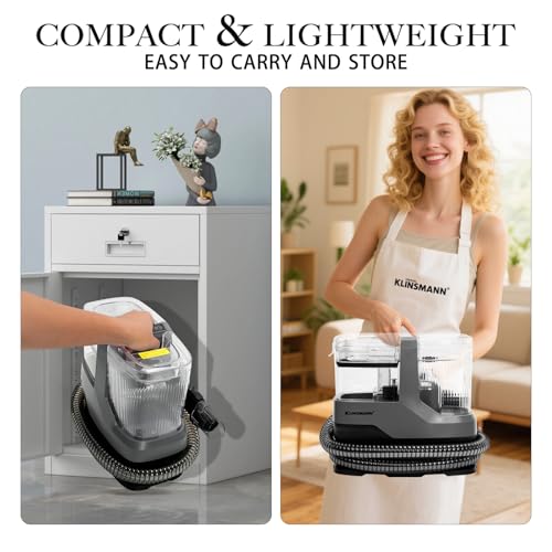 Couch & Upholstery Cleaner Machine, Portable Carpet Spot Cleaner Machine | 17KPa Ultra-Strong Suction, Dual Brush Heads, Deep Cleaning Handheld Car Shampooer for Sofa, Rug, Mattress and Furniture