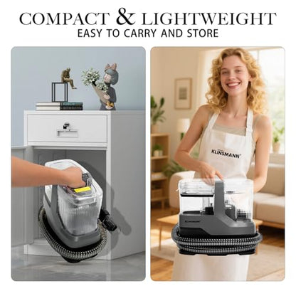 Couch & Upholstery Cleaner Machine, Portable Carpet Spot Cleaner Machine | 17KPa Ultra-Strong Suction, Dual Brush Heads, Deep Cleaning Handheld Car Shampooer for Sofa, Rug, Mattress and Furniture