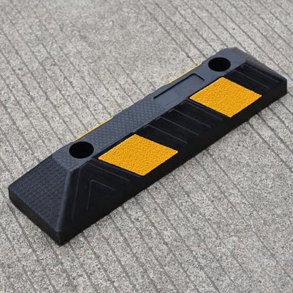 OrangeStar 21" Rubber Parking Curbs, Heavy Duty Garage Floor Wheel Stopper w/Yellow Reflective Stripe for Car, Truck, Trailer, 4 Pack - size: 21" (4-Pack)