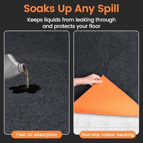 Garage Floor Mat, 7' 2" x 8' 4", Premium Absorbent Oil Pad, Garage Floor Mat for Under Car, Protects Garage Floor from Spills, Drips, Splashes and Stains,Washable, Reusable - size: 7' 2" x 8' 4"