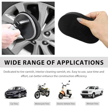 2PCS Car Tire Shine Applicator, High-Density Sponge Tyre Dressing Applicator Pad with Curved Handle & 2 Sponges, Reusable Wheel Polishing Brush Auto Detailing Foam for Applying Tire Shine - color: 2pcs+2 Sponges