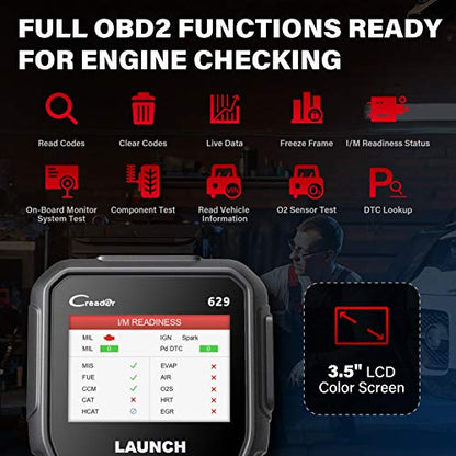 Launch CR629 OBD2 Scanner Code Reader 2026 New Scan Tool for Mechanic | Oil/BMS/SAS Reset Service Live Data Professional OBDII Diagnostic Tool for Read and Clear DTCs Lifetime Free Update for DIYer - style: CR629