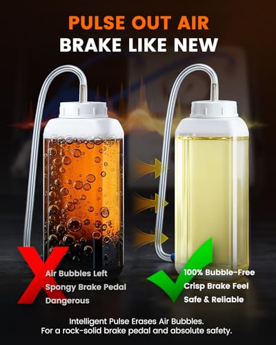 ANCEL BR2000 Elite Brake Bleeder Kit, One-Person Pressure Pulse Brake Fluid Replacement Tool, 4-Wheel Simultaneous Service, 12V Powered, 12 Adapters, 6.5L Bottles, for DIY and Shop Use