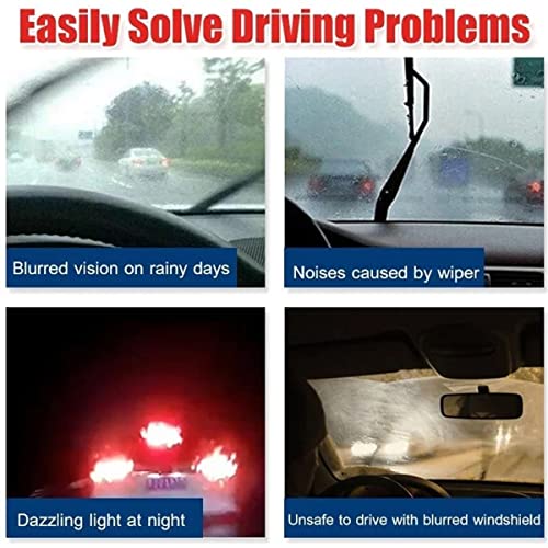 Car Glass Oil Film Cleaner, Glass Oil Film Remover for Car, Glass Film Removal Cream, Car Windshield Oil Film Cleaner, Glass Stripper Water Spot Remover with Sponge and Towel (2 Set) - color: 2 Set