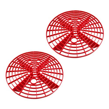 2 PCS Car Wash Bucket Insert, Plastic Wash Bucket Insert Removes Dirt Debris for Car Detailing Cleaning, Auto Detail Grit Trap Fits 12 Inch Diameter or 3-5 Gallon Bucket (Red) - color: Red