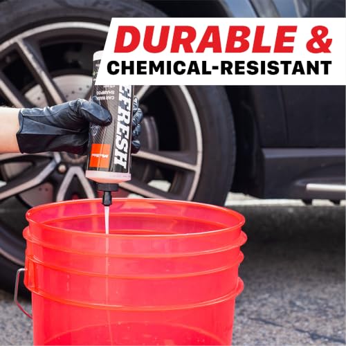Maxshine 5 Gallon Universal Detailing Bucket – Car Wash Bucket for Scratch-Free Washing – Garage Storage & Auto Detailing Tool Holder – Holds Soap, Foam Cannon, Brushes, Microfiber Towels (Red) - color: 5g Bucket (Red)