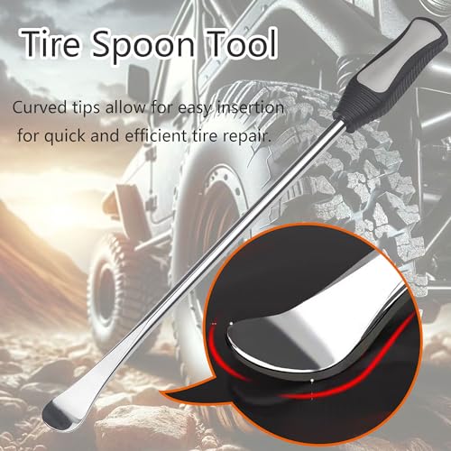 14.5inch Tire Spoons Motorcycle, Lawn Mower,Dirt Bike Tire Spoon Set, Professional Tire Changing Spoons Lever Iron Removal Tool Kit with Bag 3x14.5 inch Tire Irons and 2 Rim Protector - color: GRAY