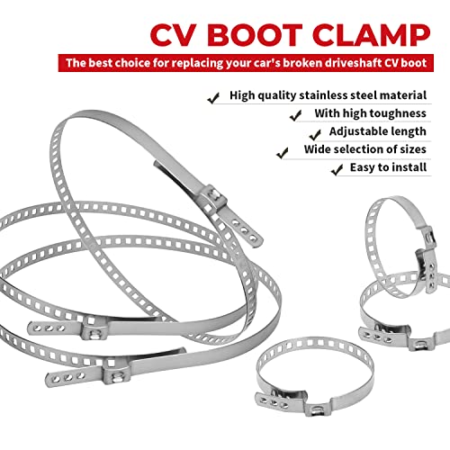 12 PCS For Auto/ATV Joint Axle Boot Clamp Pliers Tool with CV Clamps Kit - size: CV Joint Boot Clamp Pliers Kit with 10 Crimp Bands