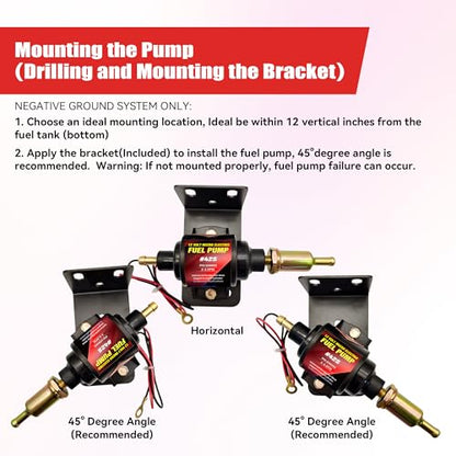 Gasoline Electric Fuel Pump Universal 12V 1-2A 28GPH 2-3.5 PSI Operating Fuel Pressure with 5/16 Inch (8mm) ID Fuel Line Hose 6.56FT - color: 2-3.5PSI 28 GPH for Gasoline+ 6.56FT Fuel Line