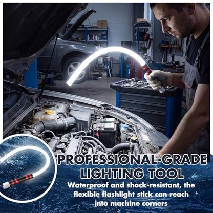 3 Pcs 29" Bendable LED Flashlight Stick Rechargeable Flexible Work Light Stick with a Pair of Gloves High Lumen & 3 Brightness Modes 360° Rotate for Car Repairs Mechanical Inspection - size: 29 inches