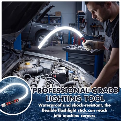 3 Pcs 29" Bendable LED Flashlight Stick Rechargeable Flexible Work Light Stick with a Pair of Gloves High Lumen & 3 Brightness Modes 360° Rotate for Car Repairs Mechanical Inspection - size: 29 inches