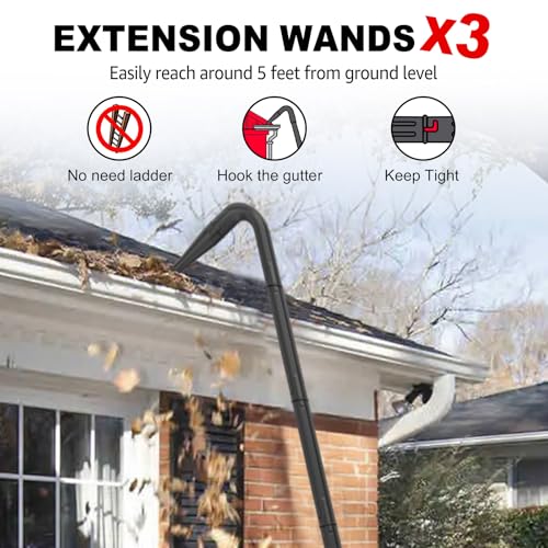 Sealegend 2-1/2 in. Gutter Cleaning Attachment Kit for Wet Dry Vac | Upgraded Locking Connection, Shop Vacuum Accessory for Cleaning or Blowing Gutter Debris, Up to 5 ft. Reach - size: 5 feet