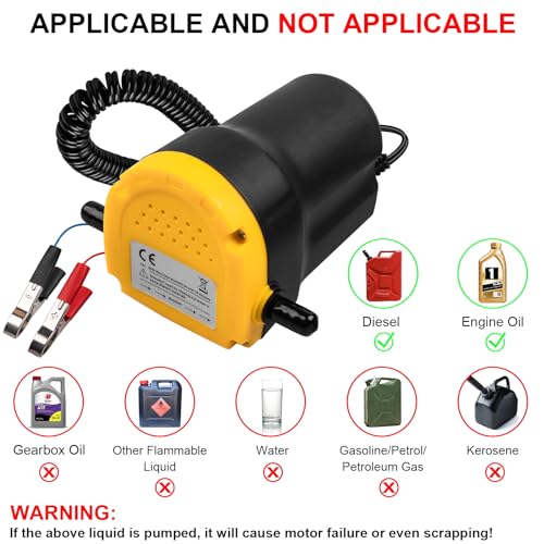 Oil Extractor Pump, 12V 60W Oil Change Pump for Car, Small Truck, Tractor | Oil Transfer Pump, Motor Oil (40℃-50℃), Quick and Clean Oil Changes, Oil Extractor Pump for Cars, Tractor, Motorbike, Truck