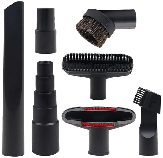 Household Vacuum Attachments for Shop Vac Accessories 1", 1 1/4'', 1 3/8'', 1 1/2'', 1 7/8" Diameter - Vacuum Hose Adapter, 1 1/4" Vacuum Brush Flexible Crevice for Vacuum 10 Gallon and below - color: 7 Pcs-Vacuum Attachments