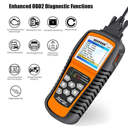 NEXPEAK OBD2 Scanner, NX501 Enhanced OBD II Auto Code Reader, Car Diagnostic Scan Tool Vehicle Check Engine Light Analyzer for All OBDII Vehicles After 1996 Colorful