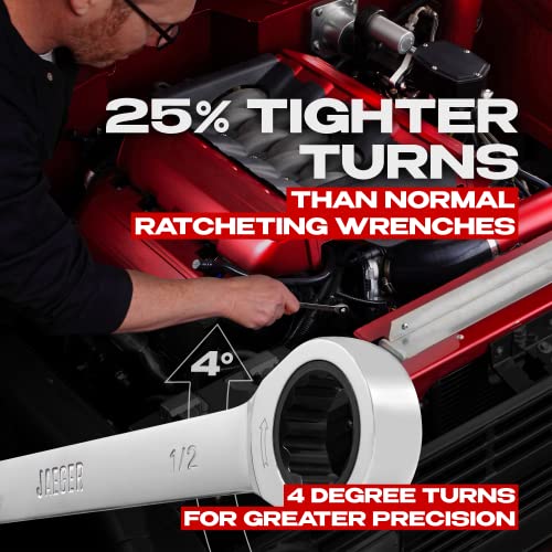 Jaeger 1/2 Inch Ratchet Wrench with 90-Tooth Ratcheting Precision and Hardened, Polished Steel - size: 1/2 Inch/SAE