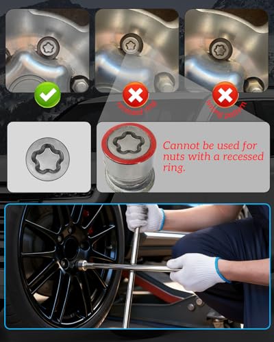 F-Wheel Lock Key,Locking Lug Nut KeyCompatible with Toyota | Wheel Lock Socket Adapter for Lexus,Tacoma, Locking Lug Nut Removal Tool to Remove Anti-Theft Lug Nuts - color: Model F