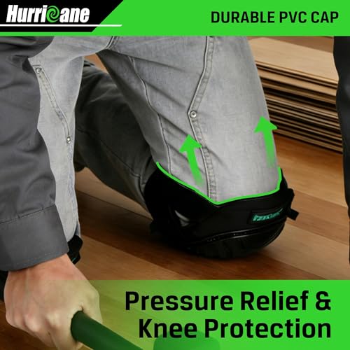 HURRICANE Professional Knee Pads for Men & Women-Heavy Duty Gel & Foam Cushion with Adjustable Straps, Non-Slip Work Knee Pads for Construction, Flooring, Gardening, Welding, Plumbers & Electricians