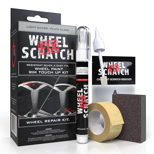 Wheel Scratch Fix® Silver Touch Up Paint for Cars - DIY Alloy Wheel Repair Kit, Curb Rash Remover with Fast-Drying Pen - Long-Lasting OEM Finish Car Rim Paint for Scuffs and Chips at Home (Light Silver) - color: Silver - Light - Kit