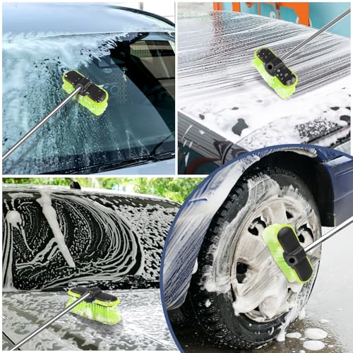 Car Wash Brush Head with Soft Bristle 8 ", 4 Pack Scrub Brush Attachment for Extension Pole, Outdoor Cleaning Tool for Window, Wall, Floor, Deck, Patio - size: 4 Pack
