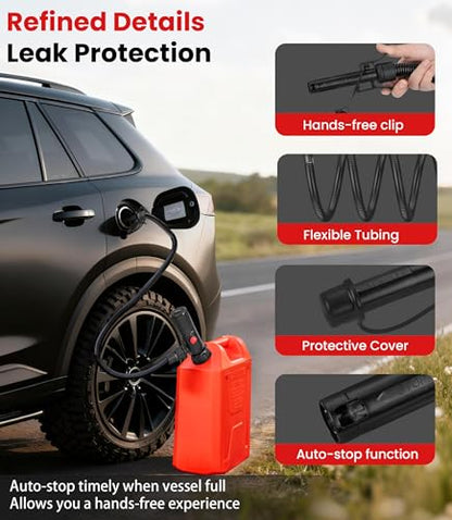 2.8GPM Battery Powered Portable Fuel Transfer Pump Auto stop Gas Pump For Gas Can with USB Charging Fuel Transfer Pump for Gasoline, Fuel, Gas, Diesel, Water - color: 2.8 GPM With Auto-Stop Nozzle