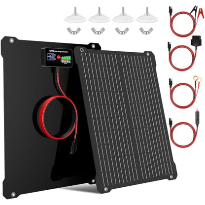 Paodekua 15W 12V Waterproof MPPT Solar Battery Charger & Maintainer, UltraSmart Charge Controller with V/A Display, OBDII Support & Solar Panel Trickle Charging Kits for Car,Automotive,Boat,RV,Trailer