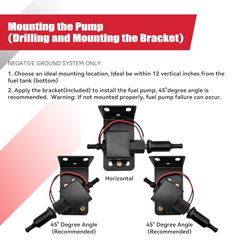 Universal Electric Fuel Pump Kit 12V 4.5-7psi Electric Fuel Pump with Mounting Bracket, Fuel Filters, Hose Clamps, 6.56 FT 5/16" ID Fuel Line - size: EP12S 4.5-7 PSI + 6.56ft Hose