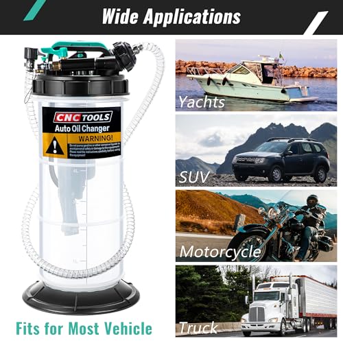 Estune 5.3L Fluid Extractor Pump, 1.4 Gallon Pneumatic Manual Oil Extractor Pump for Oil Change, Oils Vacuum Pumps Extractors with 5 Pcs Brake Bleeding Hose for Cars, SUVs, Trucks, RVs, Motorcycles - size: 1.4 Gallon/5.3 L