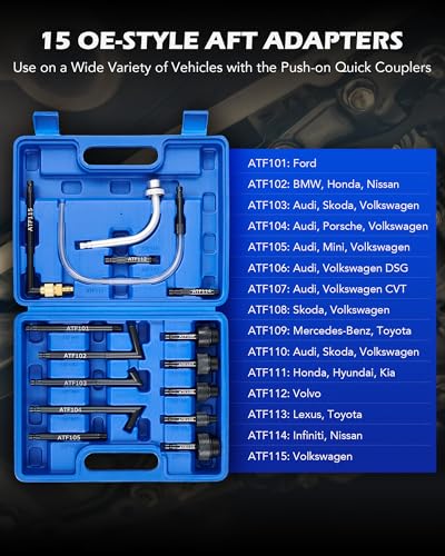Orion Motor Tech Oil Extractor Pump and Dispenser Tool Kit, 6L Pneumatic Transmission Fluid Bleeder Set, 1.6 gal 2 Way Vacuum Fluid Evacuator and Filler Oil Change Kit 15 ATF Refill Adapters 3 Hoses