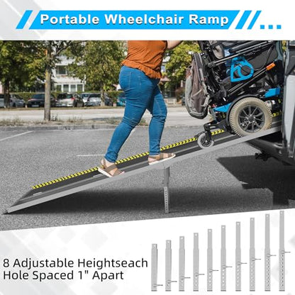 VNN Portable Wheelchair Ramp 10FT, Seamless Non-Slip Aluminum Ramps for Wheelchairs for Home, Wheelchair Ramps for Home Steps, Aluminum Loading Dock Plates, Black - size: 10FT (Usable height 10-30 inch)