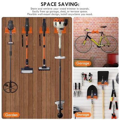 KSVO Heavy-Duty Weed Eater & Hedge Trimmer Wall Mount Rack, Garage/Shed Tool Organizer (2)