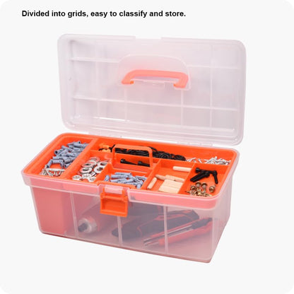 Edward Tools 15” Clear Plastic Tool Box with Removable Tray – Heavy Duty Storage for Electricians, Carpenters, Home – Large Compartment for Power Tools + Hand Tools – Portable & Durable Organizer