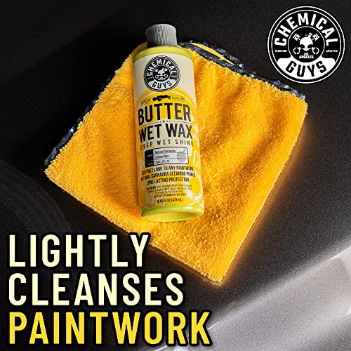 Chemical Guys, Butter Wet Wax, Deep Wet Shine Liquid Car Wax, Banana, 16 oz | Spreadable liquid wax adds a deep wet gloss on any paint color, wipes on and off easily, sweet banana scent