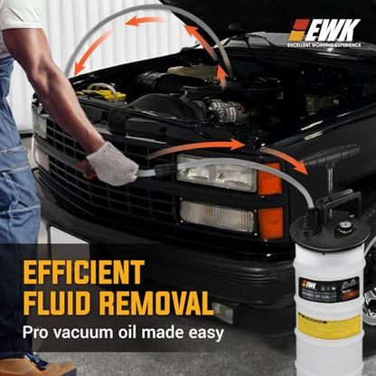 EWK 8L Heavy Duty Manual Oil Extractor Change Pump, Fluid Extractor with Reinforced Tank, Oil Change Pump for Auto Car, Boat, Motorcycle - size: 8L (With Reinforced Tank)