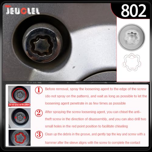 802 Wheel Locking Nut Key for Jeep Renegade Wrangler Cherokee Dodge Journey 2016-2020, 29mm Lock Bolt Inner Dia Anti-Theft Lug Nut Hand Repair Removal Tool - size: 802