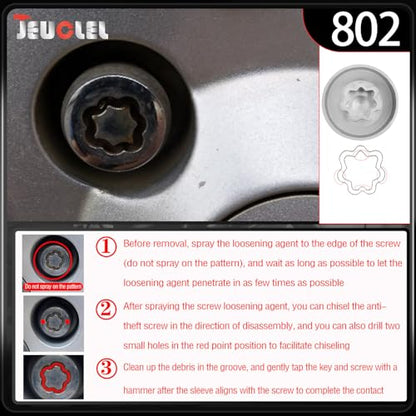 802 Wheel Locking Nut Key for Jeep Renegade Wrangler Cherokee Dodge Journey 2016-2020, 29mm Lock Bolt Inner Dia Anti-Theft Lug Nut Hand Repair Removal Tool - size: 802