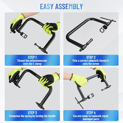 Valve Spring Compressor | 10 Piece Spring Clamp Tool Kit with C Clamp, Collet Pusher Adapters, Extension Rods, and Lever for Car, Motorcycle, ATV, and Small Engine Repairs (Blue) - color: BLUE