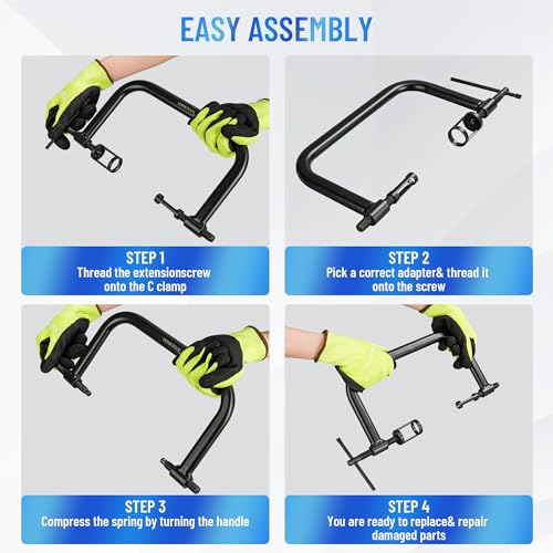 Valve Spring Compressor | 10 Piece Spring Clamp Tool Kit with C Clamp, Collet Pusher Adapters, Extension Rods, and Lever for Car, Motorcycle, ATV, and Small Engine Repairs (Green) - color: Green